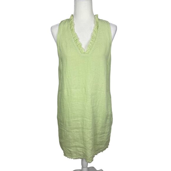 Tommy Bahama Two Palms Ruffle Linen Shift Dress Beach Vacation Green Size Small - Picture 1 of 16